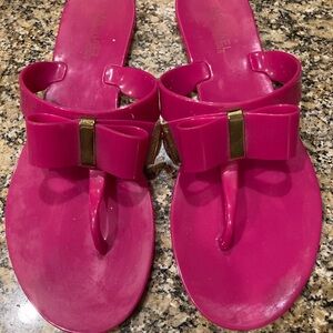 Michael Kors Kayden Hot Pink Bow Jelly Thong Sandals Size 8
